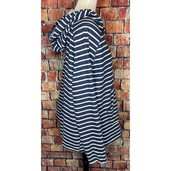 State of Mine Florida Blue Striped Womens XXL Hooded Pullover Sweatshirt Raw Hem - Picture 4 of 8